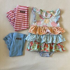 Matilda Jane Baby Girl Bundle Ruffle Balloon Dress 18-24 Mo and Pants 12-18 Mo